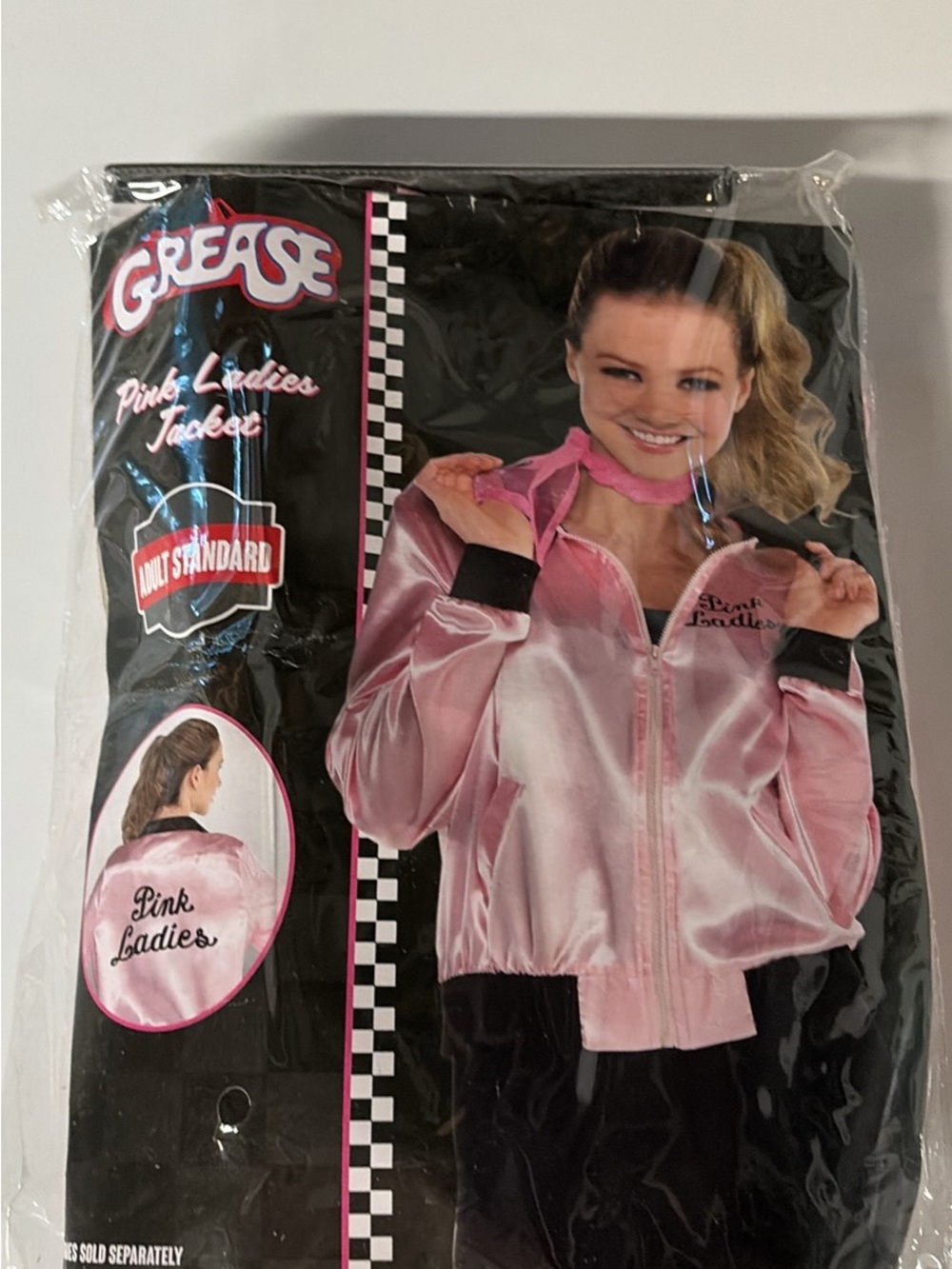 Grease Pink Ladies Satin Jacket with glasses and scarf included